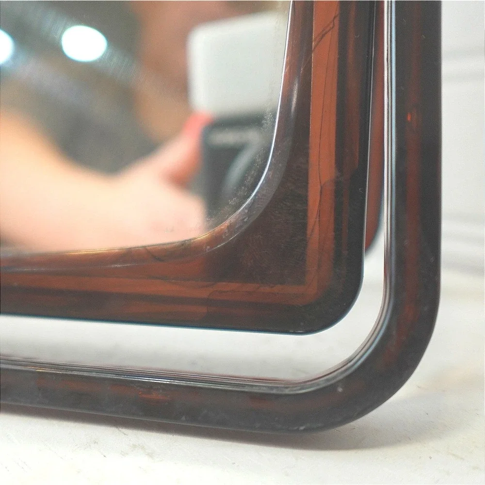 Vintage Vanity Mirror Double Sided Magnifying Made in Hong Kong MCM Lucite Frame